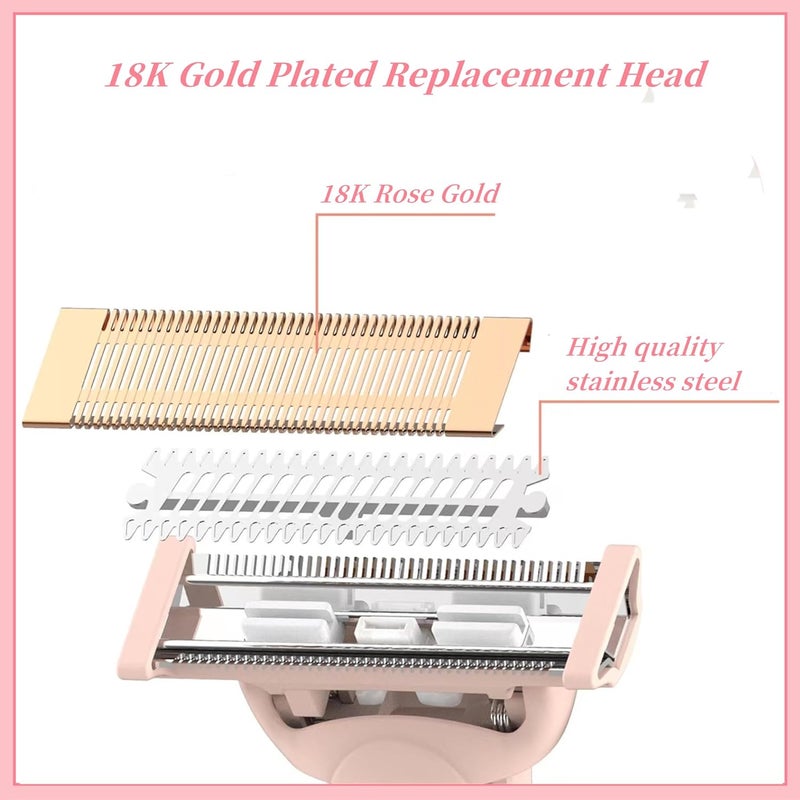 BECHY Razor Replacement Heads Compatible with Flawless Nu Razor,Body Replacement Heads for Finishing Touch Flawless Razor for Women,Hair Remover Replacement Head with Covers,Rose Gold Pack of 2. - Image 2